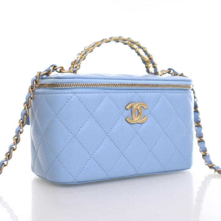 CHANEL ライトブルー ミニバニティーバッグ CHANEL ライトブルー ミニバニティーバッグ