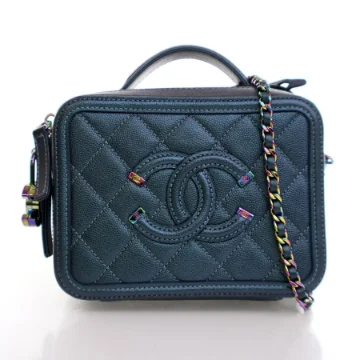 Chanel Small Blue Iridescent CC Filigree Vanity Case