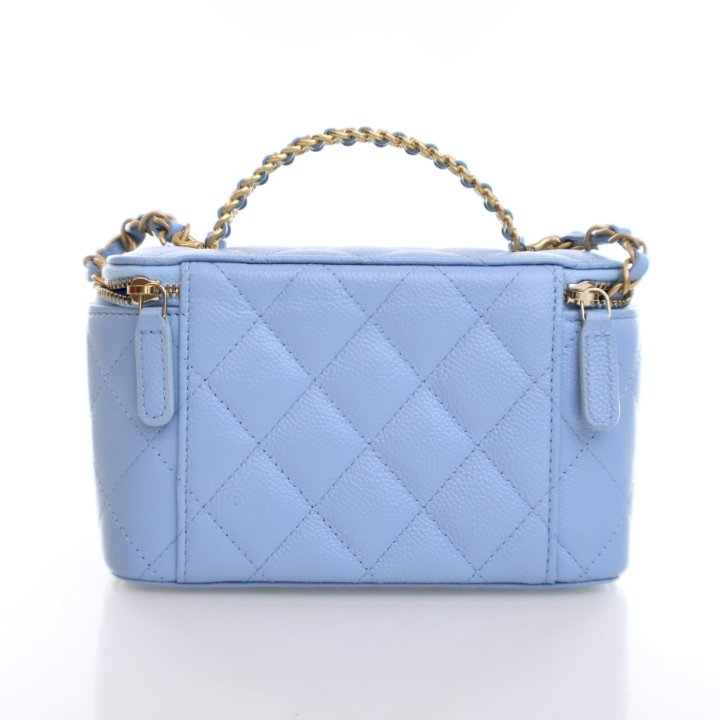Chanel Small Blue Caviar Vanity Top Handle - Luxe Du Jour