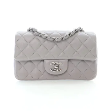 Chanel Mini Grey Lambskin Classic Rectangular Flap Bag