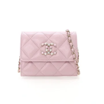 Chanel Pink Caviar Coco Candy Card Holder On Chain