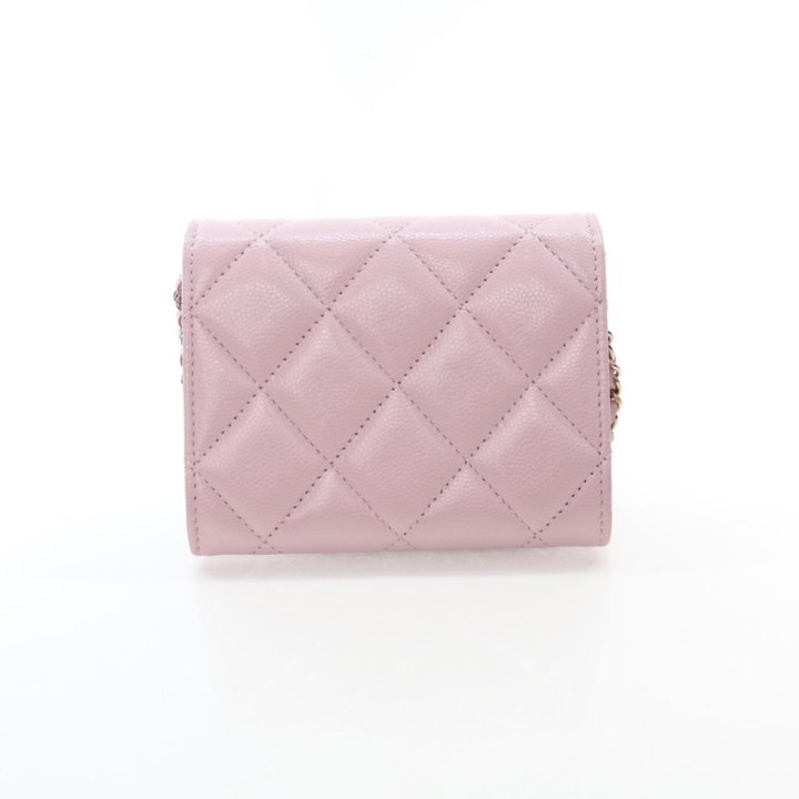 Chanel Pink Caviar Coco Candy Card Holder On Chain - Luxe Du