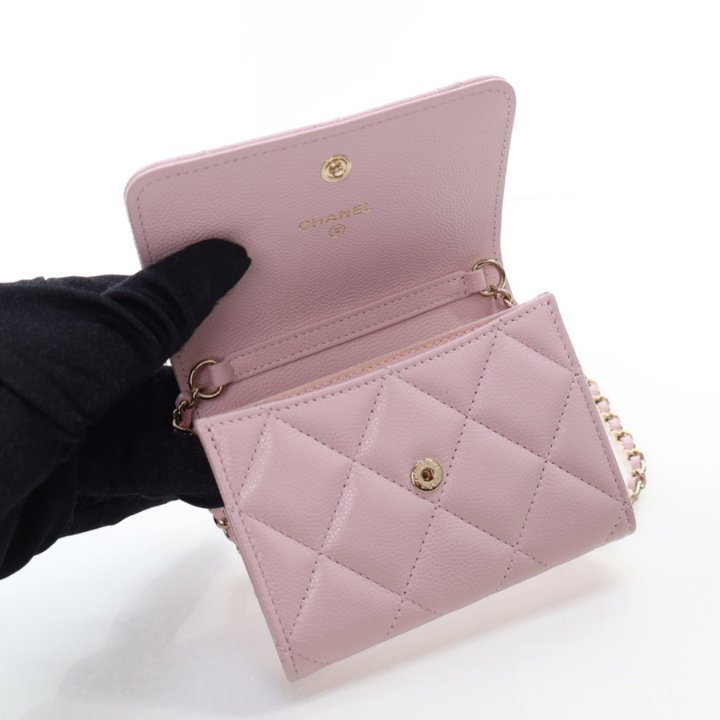 大人可愛い♡ 【CHANEL】カードホルダー Chanel Pink Caviar Coco Candy Card Holder On Chain - Luxe Du