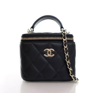 Chanel Mini Black Lambskin Top Handle Vanity