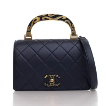 Chanel Small Navy Calfskin Art Nouvelle Flap Bag