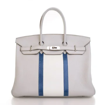 Hermes Gris Perle Clemence Club Birkin 35
