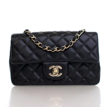 Chanel Mini Black Lambskin Classic Rectangular Flap Bag