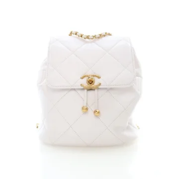 Chanel White Calfskin Backpack