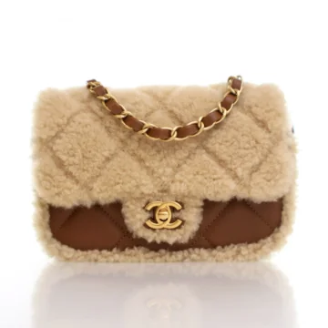 Chanel Mini Brown Lambskin Teddy Shearling Flap Bag