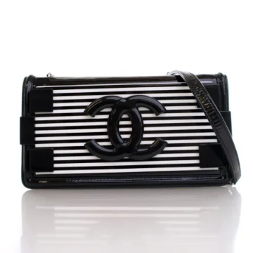 Chanel Small Black Patent Boy Brick Horizontal Flap Bag