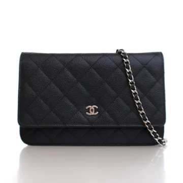 Chanel Black Caviar Classic Wallet On Chain (WOC)
