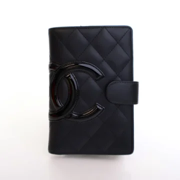 Chanel Black Calfskin Cambon Compact Wallet