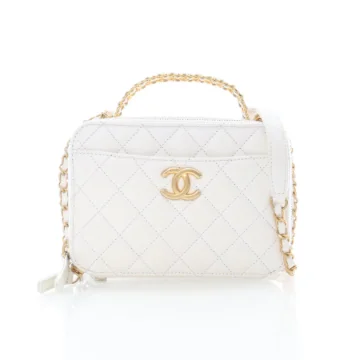 Chanel Small White Caviar Pick Me Up Vanity Case