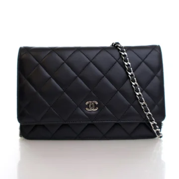 Chanel Black Lambskin Classic Wallet On Chain (WOC)