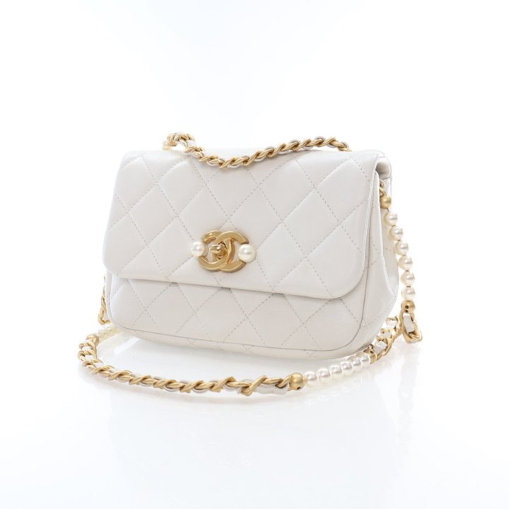 Chanel Mini Calfskin CC Pearl Section Flap Bag - Luxe Du Jour