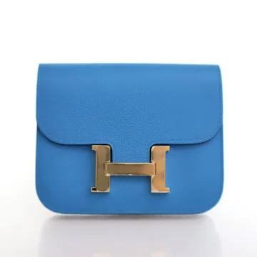 Hermes Blue Frida Evercolor Constance Slim Wallet