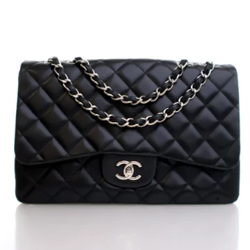 Chanel Jumbo Black Lambskin Classic Single Flap Bag