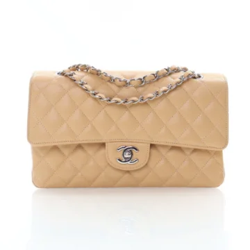Chanel Medium Beige Caviar Classic Double Flap Bag