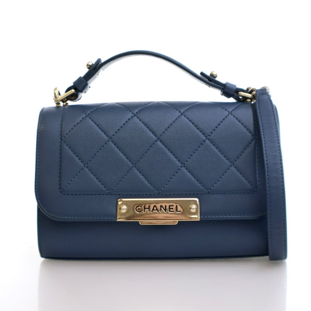 Chanel Small Calfskin Label Click Flap Bag - Luxe Du Jour