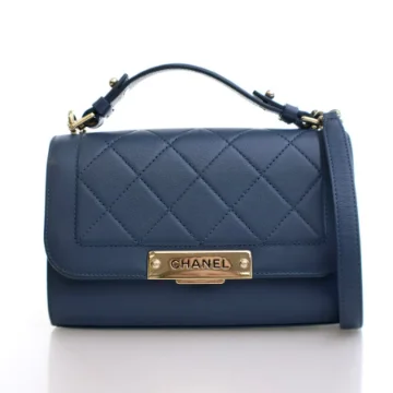 Chanel Small Blue Calfskin Label Click Flap Bag