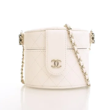Chanel Mini White Lambskin CC Allure Vanity Case With Chain