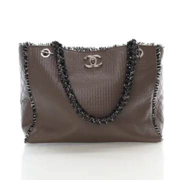 Chanel Taupe Calfskin Work Tote Bag