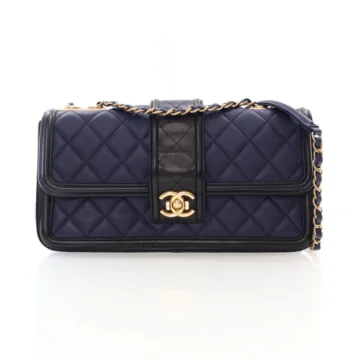 Chanel Jumbo Navy Blue Lambskin Elegant CC Flap Bag