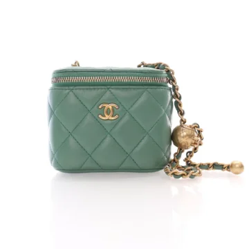 Chanel Mini Green Lambskin Pearl Crush Vanity