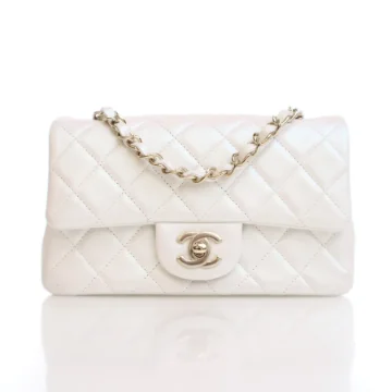 Chanel Mini White Calfskin Rectangular Classic Flap Bag