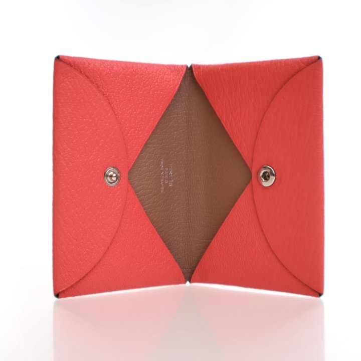 Hermes Rose Texas Chevre Mysore Calvi Card Holder - Luxe Du Jour
