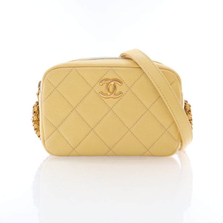 Chanel Yellow Caviar Chain Melody Crossbody Bag - Luxe Du Jour