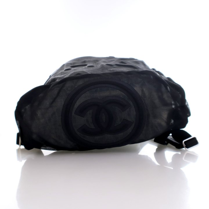 Chanel Black Mesh Logo Backpack - Luxe Du Jour