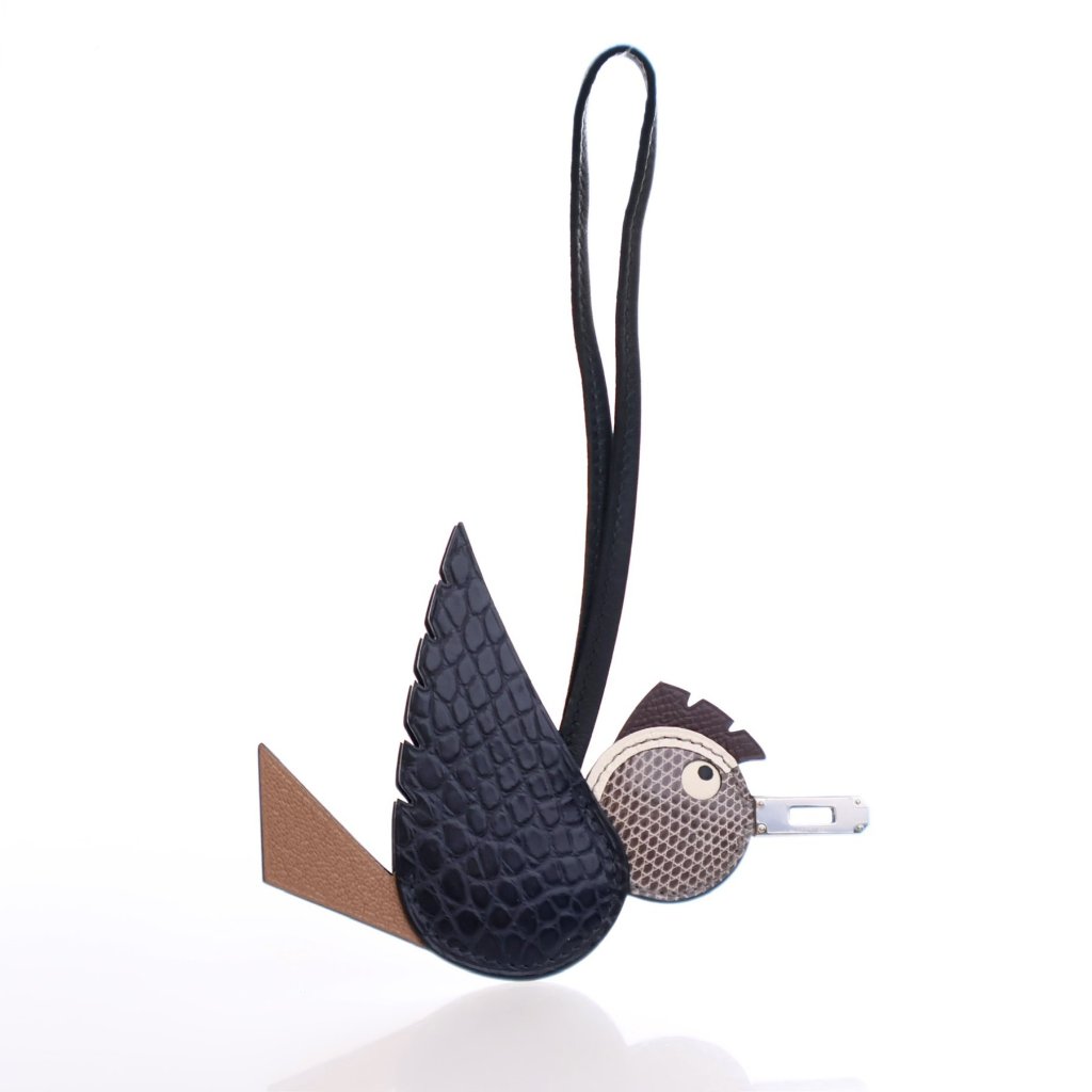 Hermes Chocolate Matte Alligator Birdy Charm - Luxe Du Jour