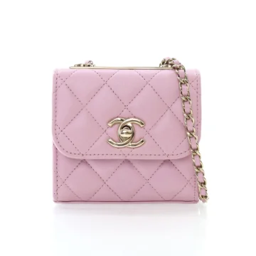Chanel Mini Pink Lambskin Trendy CC Clutch With Chain