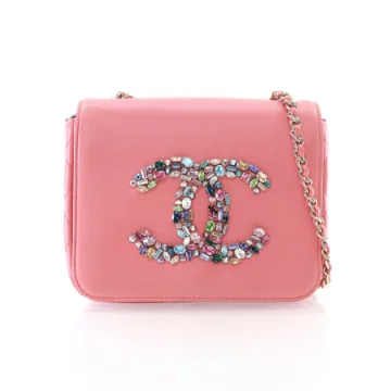 Chanel Mini Pink Lambskin Giant Crystal CC Flap Bag
