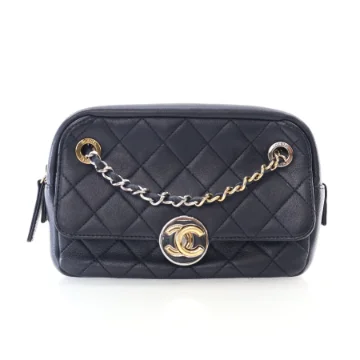 Chanel Black Lambskin CC Camera Shoulder Bag