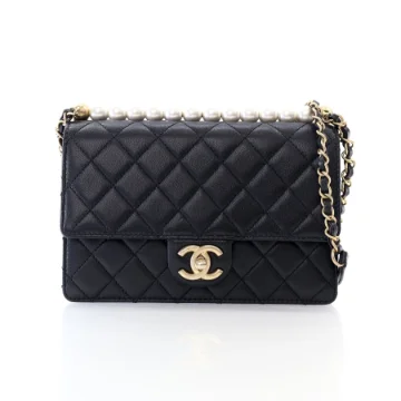Chanel Small Black Lambskin Chic Pearls Flap Bag