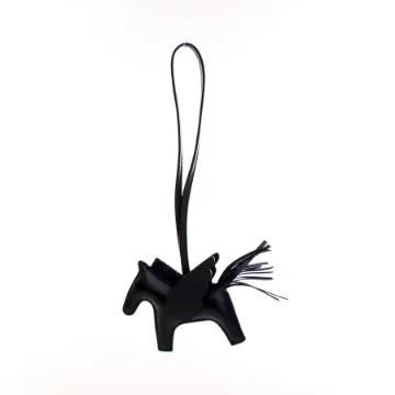 Hermes Black Milo Lambskin Rodeo Pegase Charm PM