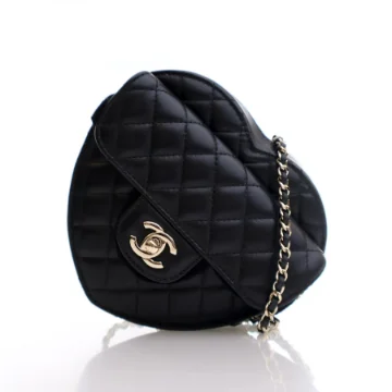 Chanel Small Black Lambskin CC In Love Heart Bag