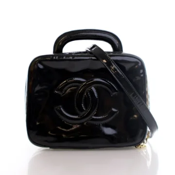Chanel Vintage Black Patent 2 Way Vanity