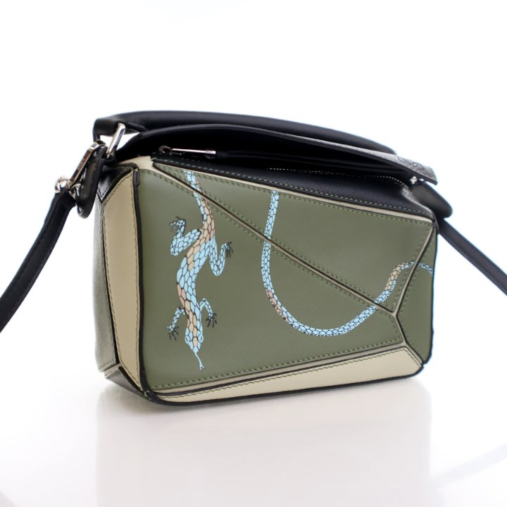 Loewe x Paula's Ibiza Mini Calfskin Lizard Puzzle Bag - Luxe