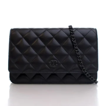 Chanel So Black Lambskin Classic Wallet On Chain (WOC)