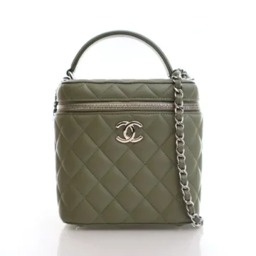 Chanel Green Lambskin Vanity Top Handle