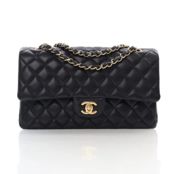Chanel Medium Black Lambskin Classic Double Flap Bag