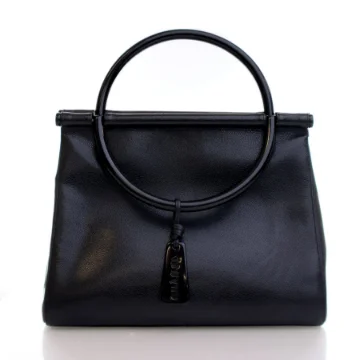 Chanel Vintage Medium Black Caviar Resin Top Handle Bag