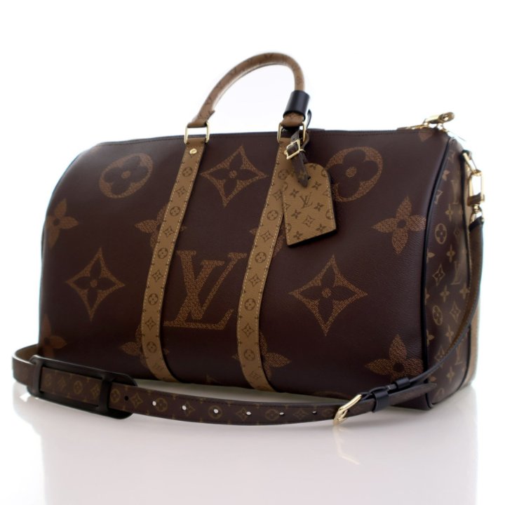 Louis Vuitton キーポル45 ダークブラウン Louis Vuitton Monogram Giant Reverse Keepall Bandouliere 45 - Luxe