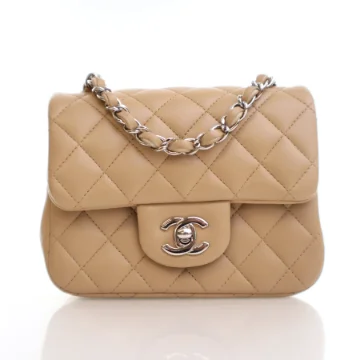 Chanel Mini Beige  Lambskin Square Classic Flap Bag
