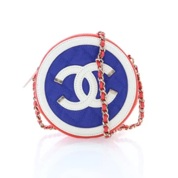 Chanel Multicolor Caviar Round Filigree Clutch With Chain
