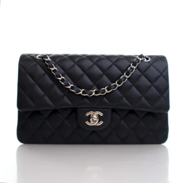 Chanel Medium Black Lambskin Classic Double Flap Bag