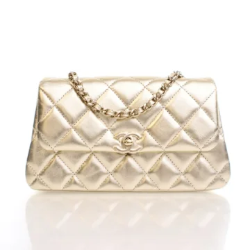 Chanel Mini Gold Calfskin Flap Phone Holder